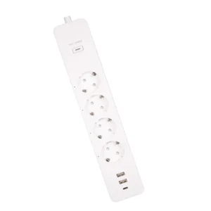 WiFi разклонител с 4 гнезда и USB Бял