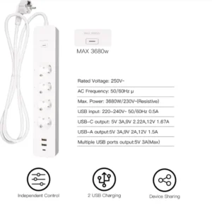 Alternative view of WiFi разклонител с 4 гнезда и USB Бял