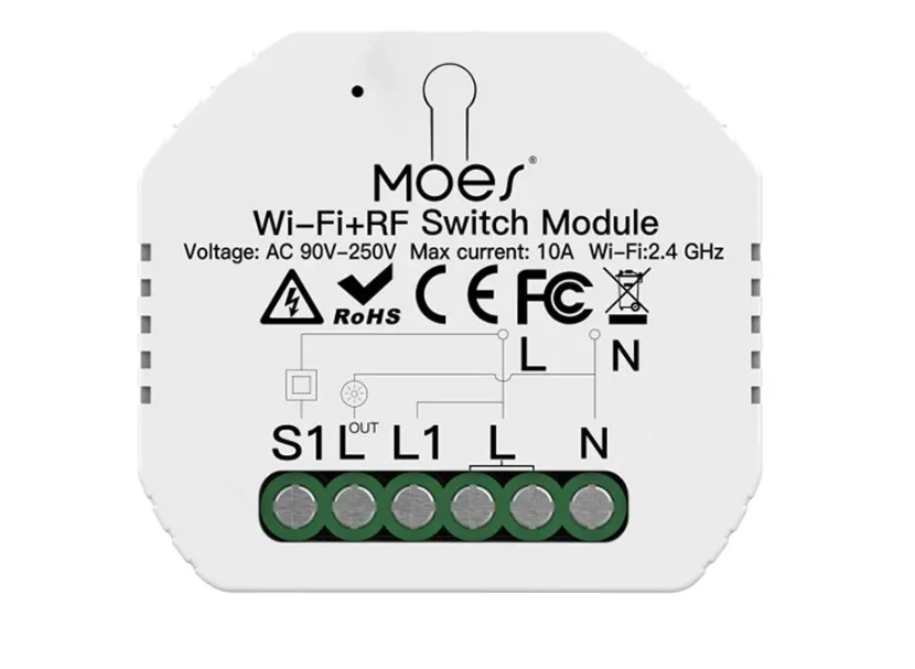 WiFi RF Mini Smart Relay 10A Flush Mount MOES