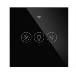 MOES WiFi RF433 димиращ ключ за осветление с черен стъклен панел